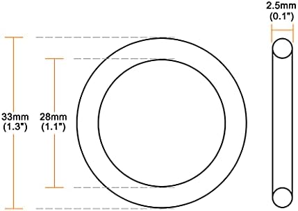 uxcell Nitrile Rubber O-Rings 33mm OD 28mm ID 2.5mm Width, Metric Nitrile - Image 3