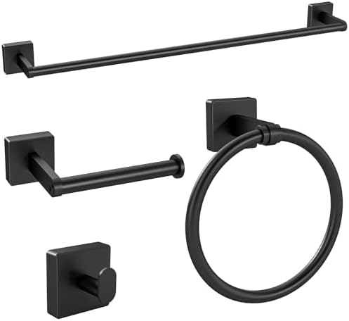 KLJKPA Black Bathroom Accessories Set, 24 inch Towel Racks by KLJKPA