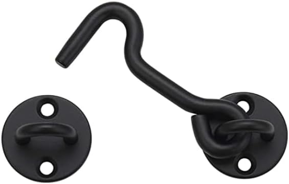 4" Privacy Hook and Eye Gate Door Latch, Easy Barn Door Lock, 2-Layer Powder by Raswik