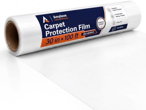 Amylove 30 Inch X 100 ft Carpet Plastic Protection Film, Transparent by Amylove