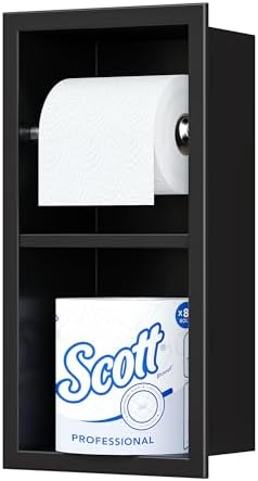Neodrain Matte Black Recessed Toilet Paper Holder, Dual Rolls - Image 2