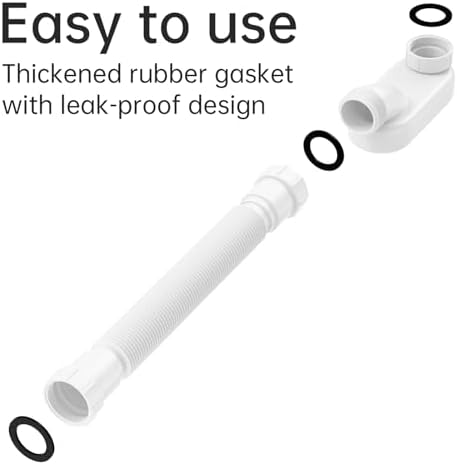 2 Pack Flexible Bathtub Drain Kit, 1-1/2 Inch Low Profile Flat P Trap, - Image 3