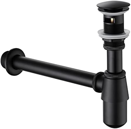 Bathroom Sink Stopper Bottle P Trap, Brass Core 1-1/4 inch Slip Inlet Drain by GORDEE