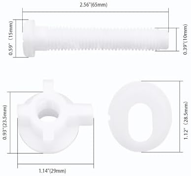 2 Pcs Toilet Seat Screws Replacement Kit LWTCUJOH Plastic Toilet Seats Hinge - Image 2