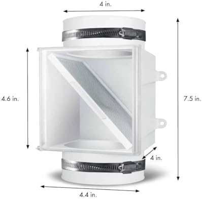 Dryer Duct Lint Trap, Extra Heat Dryer Saver, Accommodates 4" Transition Ducts - Image 4