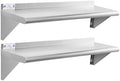 Hally Stainless Steel Shelf 2 Pack Wall Mounted Metal Shelves 10"x36" NSF by HallySinksTablesH