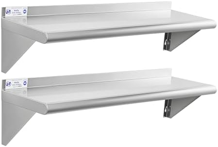 Hally Stainless Steel Shelf 2 Pack Wall Mounted Metal Shelves 10"x36" NSF by HallySinksTablesH