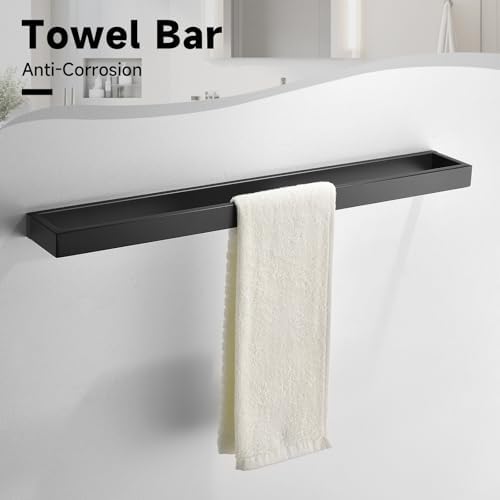 Black Towel Bar Set, 5-Pieces Bathroom Hardware Set, 23.6 Inch Towel Rack Set - Image 2