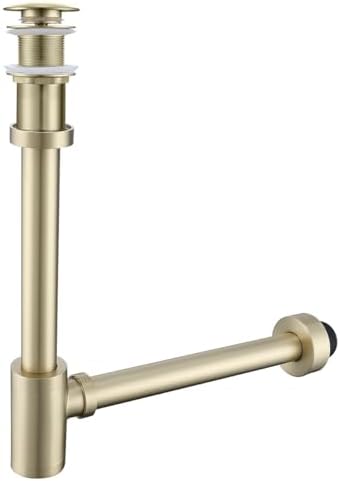 RANDOM Brushed Gold Brass Round Bottle P Trap Kit by RANDOM