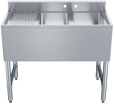 AmGood 36 in. x 19 in. Two Compartment Under Bar Sink - Image 2