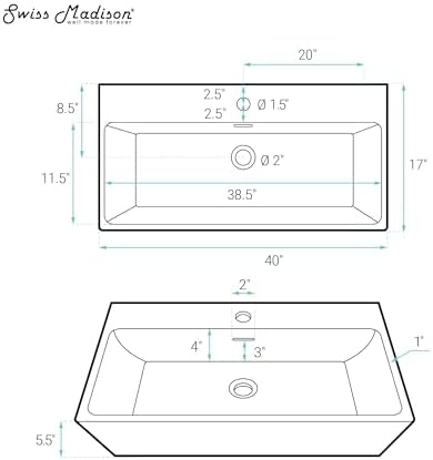 Claire 40” Rectangle Wall-Mount Bathroom Sink in Matte Black - Image 7
