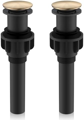 KENES 2 Pack Champagne Bronze Pop Up Bathroom Sink Drain Without Overflow by KENESBathroomKitchen