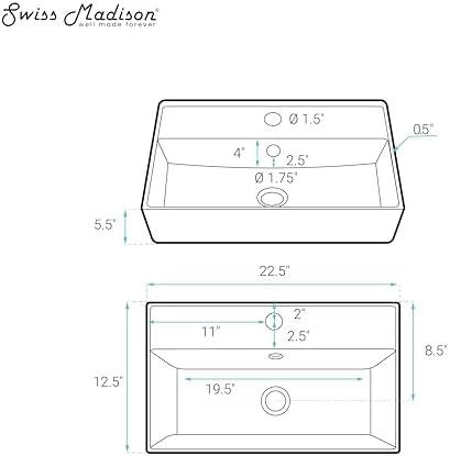 Claire 22" Rectangle Wall-Mount Bathroom Sink in Matte Black - Image 4