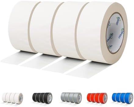 White Gaffer Tape 4 Pack Bulk, Heavy Duty, Non-Reflective No Residue Hand Tear by FetefestforTapes