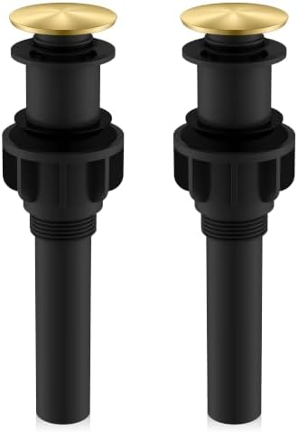 KENES 2 Pack Brushed Gold Pop Up Bathroom Sink Drain Without Overflow by KENESBathroomKitchen