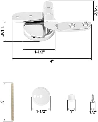 QWORK Toilet Seat Hinge Replacement Kit – Fits 110–150 mm Two-Hole Mounts - Image 2