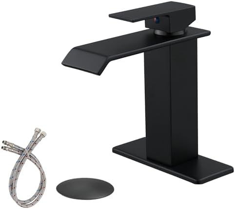 Waterfall Bathroom Faucet, Matte Black, Stainless Steel by Greenspring