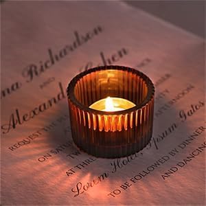 4 Pack Tealight Amber Candle Holders, Votive Tea Light Candle Holder | Glass - Image 5