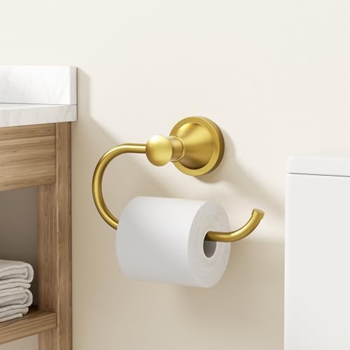 BESy Toilet Paper Holder Wall Mounted Bathroom Tissue Holder Brushed Gold - Image 2