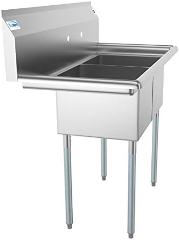 KoolMore 2 Compartment Stainless Steel NSF Commercial Kitchen Prep & Utility - Image 2