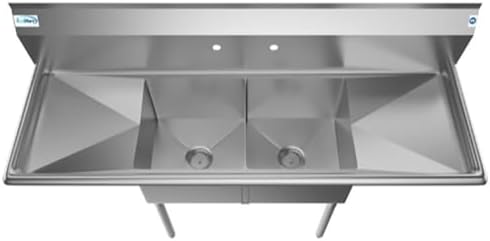 KoolMore 2 Compartment Stainless Steel NSF Commercial Kitchen Prep & Utility - Image 5