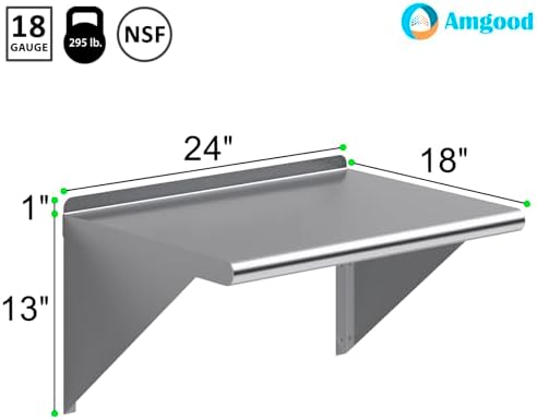 AmGood 24" Long X 18" Deep Stainless Steel Wall Shelf | NSF Certified | - Image 3