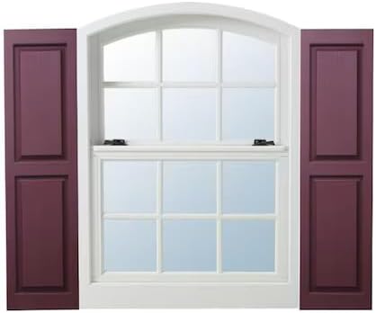 Homeside Raised Panel Vinyl Shutter 1 Pair 14-1/2in. x 71in. 090 Bordeaux - Image 2