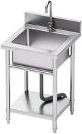 20" Stainless Steel Utility Sink, Freestanding Single Bowl Garage Sink by EHVCISTQProductShowcase