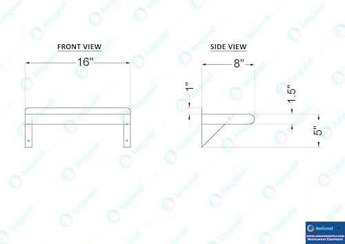 AmGood 16" Long X 8" Deep Stainless Steel Wall Shelf | NSF Certified | - Image 5