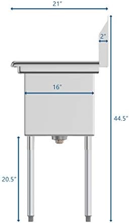 KoolMore 1 Compartment Stainless Steel NSF Commercial Kitchen Prep & Utility - Image 6