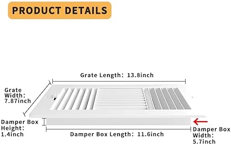 12" x 6" FanGoFast Ceiling Register Air Vent Cover Three-Way Plastic - Image 2