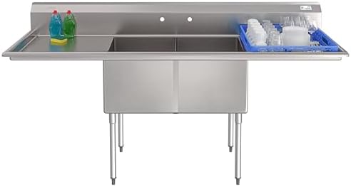 KoolMore 84 in. 18-Gauge 2-Compartment Commercial Sink - Image 2
