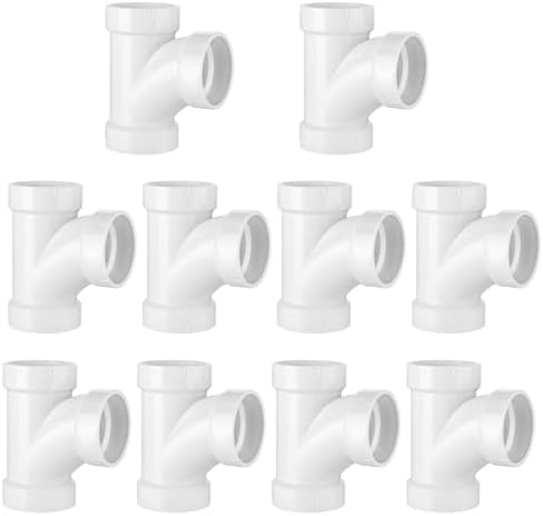 Asterbacks 2 inch PVC Tee T Schedule 40 White Pipe Fittings Connectors PPT-753 by AsterbacksPlumbingSystem
