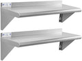 Hally Stainless Steel Shelf 2 Pack Wall Mounted Metal Shelves 10"x30" NSF by HallySinksTablesH