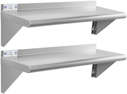 Hally Stainless Steel Shelf 2 Pack Wall Mounted Metal Shelves 10"x30" NSF by HallySinksTablesH