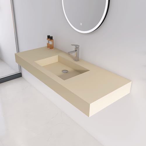 47"X19" Bathroom Sink with Single Faucet Hole, Stone Resin Wall-Mount or - Image 7