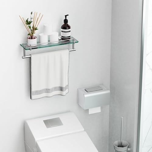 16-Inch Floating Tempered Glass Bathroom Shelf - Image 2