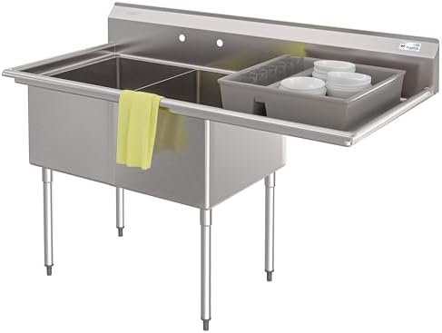 KoolMore 63 in. 18-Gauge 2-Compartment Commercial Sink by KoolMore