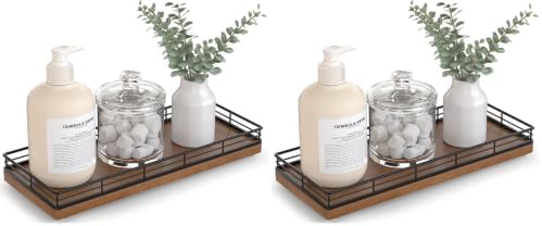 Bathroom Tray for Counter Top Organizer, Oak Wood Vanity Tray by Focusonit