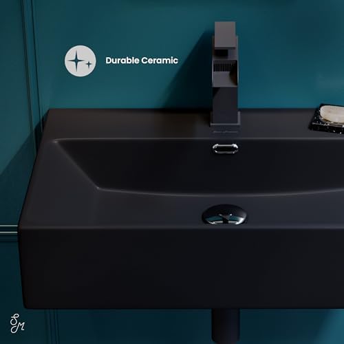 Claire 24” Rectangle Wall-Mount Bathroom Sink in Matte Black - Image 4