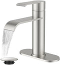 FORIOUS Waterfall Bathroom Faucet Single Hole Brushed Nickel by FORIOUS