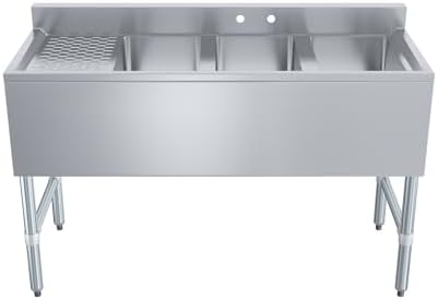 AmGood 48 in. x 18-3/4 in. Three Compartment Under Bar Sink - Image 2
