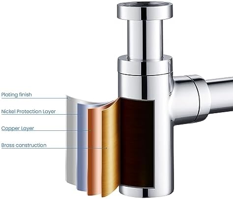 KIBI Round Bottle Trap for Bathroom Sink – Decorative Solid Brass Round Bottle - Image 5