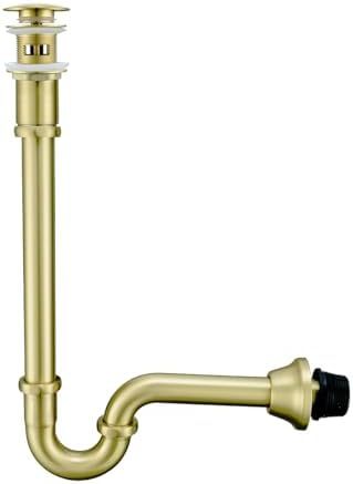 Brass P Trap with Pop Up Drain Stopper With Overflow, U-Shape 1 1/4 Slip Joint by SEABEFORE
