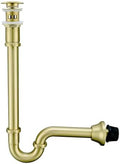 Brass P Trap with Pop Up Drain Stopper With Overflow, U-Shape 1 1/4 Slip Joint by SEABEFORE