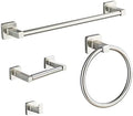Brushed Nickel Bathroom Hardware Set 4 Pieces, Towel Bar Set Stainless Steel by bluebyrne