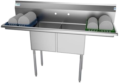 KoolMore 2 Compartment Stainless Steel NSF Commercial Kitchen Prep & Utility by KoolMore