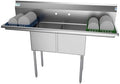 KoolMore 2 Compartment Stainless Steel NSF Commercial Kitchen Prep & Utility by KoolMore