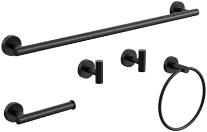Matte Black Bathroom Hardware Accessories Set 5 Pcs SUS304 Stainless Steel by HOMEMYSTIQUE