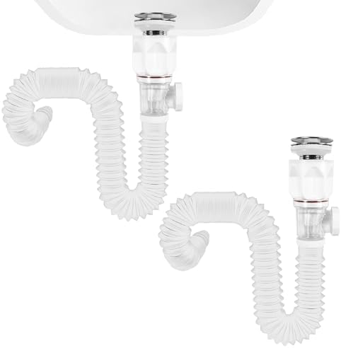 Bathroom White 2 Pack Sink Drain Kit, by Rackickyer